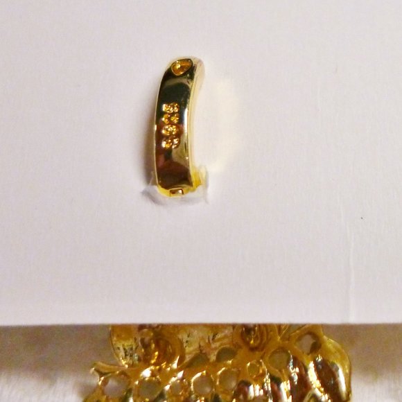 Owl Earrings Green Eyes Crystal Pave 925 Silver Gold Vermeil Pierced NWT M387 - Picture 4 of 4